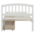 Twin Bed Frame with Headboard, White Twin Bed Frame with Storage Drawers for Kids, Modern Wood Twin Bed Frame Bedroom Furniture with Strong Wood Slat Support for Adults, No Box Spring Needed, L4206