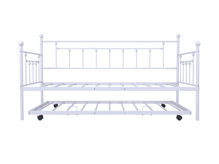 Twin Daybed with Trundle Included, SEGMART Twin Trundle Bed Frame with Metal Slat Support, Trundle Beds for Kids Teens, Daybed for Bedroom Guest Living Room, Bed Frame No Box Spring Needed, Light Grey, L