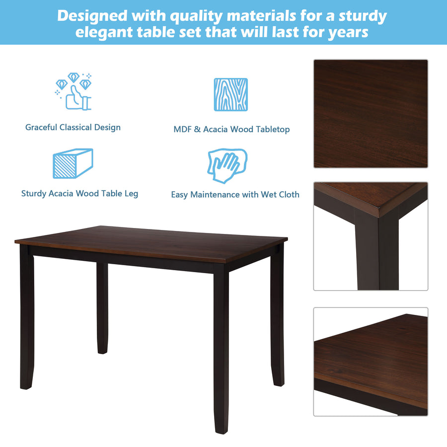 45.47'' x 29.52'' x 30'' Dining Table Sets, 5-Piece Solid Wood Rectangular Table with Thick Legs & Frame, Dining Table and Chairs for Dining Room, Living Room, Kitchen, Restaurant, Black, S8069