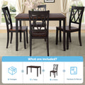 45.47'' x 29.52'' x 30'' Dining Table Sets, 5-Piece Solid Wood Rectangular Table with Thick Legs & Frame, Dining Table and Chairs for Dining Room, Living Room, Kitchen, Restaurant, Black, S8069