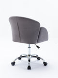Velvet Desk Chairs, Modern Swivel Accent Vanity Chair with Wheels, Ergonomic Office Arm Chair with Padded Back Seat, Height Adjustable Mid Back Computer Desk Chair for Living Room/Bedroom, Gray, LL02