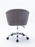 Velvet Desk Chairs, Modern Swivel Accent Vanity Chair with Wheels, Ergonomic Office Arm Chair with Padded Back Seat, Height Adjustable Mid Back Computer Desk Chair for Living Room/Bedroom, Gray, LL02