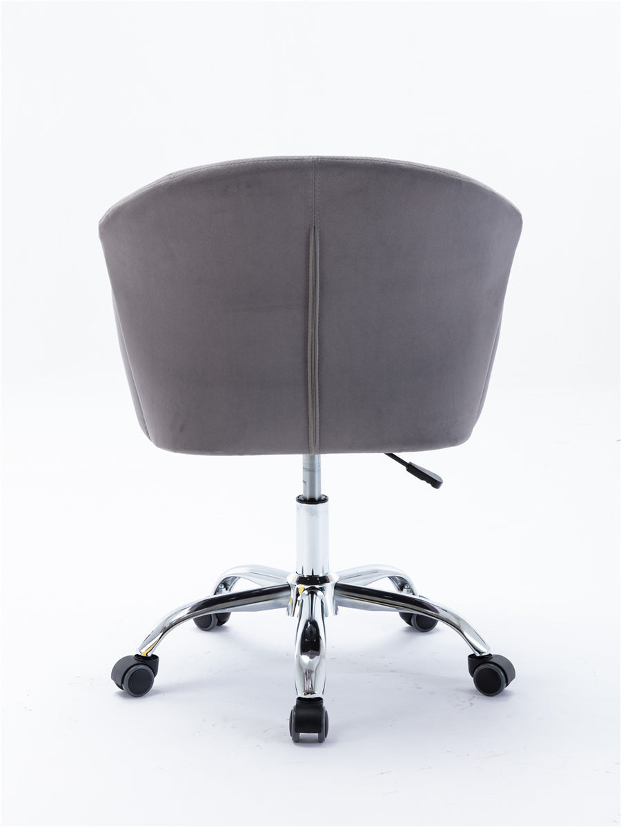 Velvet Desk Chairs, Modern Swivel Accent Vanity Chair with Wheels, Ergonomic Office Arm Chair with Padded Back Seat, Height Adjustable Mid Back Computer Desk Chair for Living Room/Bedroom, Gray, LL02