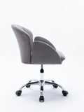 Velvet Desk Chairs, Modern Swivel Accent Vanity Chair with Wheels, Ergonomic Office Arm Chair with Padded Back Seat, Height Adjustable Mid Back Computer Desk Chair for Living Room/Bedroom, Gray, LL02