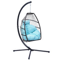 SEGMART Outdoor Hanging Egg Chair with Stand, Wicker Hanging Swing Chair with Steel Frame and UV Resistant Cushion, Hammock Basket Egg Chair, 250lbs Capacity for Indoor Outdoor Yard Balcony Patio