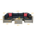 7 Pieces Wicker Bistro Patio Furniture Sectional Set