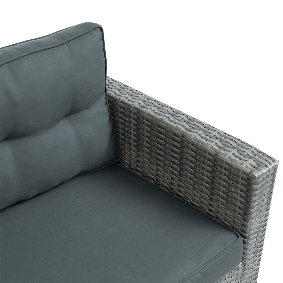 Patio Chat Set with Storage Box, 4 Piece Patio Wicker Furniture Set with Coffee Table, 2 Sofas, PE Rattan Outdoor Conversation Sectional Sofa Set with Gray Cushions for Backyard, Porch, Garden, L3579