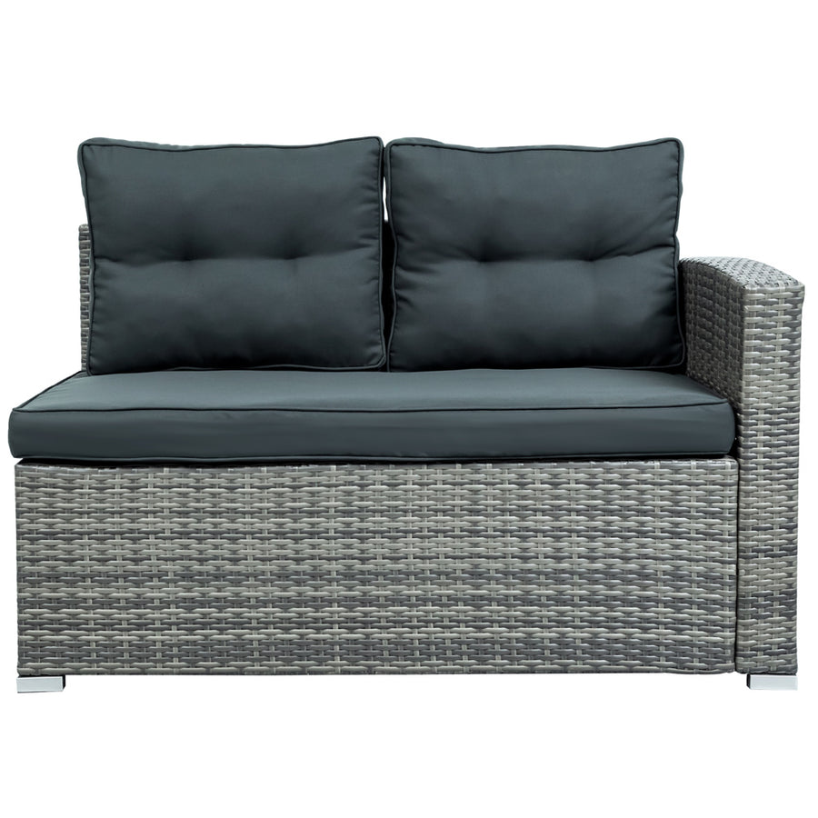 Patio Chat Set with Storage Box, 4 Piece Patio Wicker Furniture Set with Coffee Table, 2 Sofas, PE Rattan Outdoor Conversation Sectional Sofa Set with Gray Cushions for Backyard, Porch, Garden, L3579