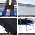 12FT Trampoline, Upgraded Outdoor Round Trampoline with Safety, Enclosure and Ladder, Outdoor Trampoline for Family School Entertainment, Heavy Duty Frame and Coiled Spring
