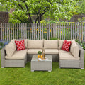 7 Piece Outdoor Bistro Wicker Sectional Conversation Sets