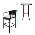 Wicker Patio Furniture Set with Cushions, 3 Piece Outdoor Bar Bistro Set with Height Top Coffee Table, Modern Wicker Rattan Patio Furniture Set with Cushions for Backyard Garden Pool Deck, LLL1795