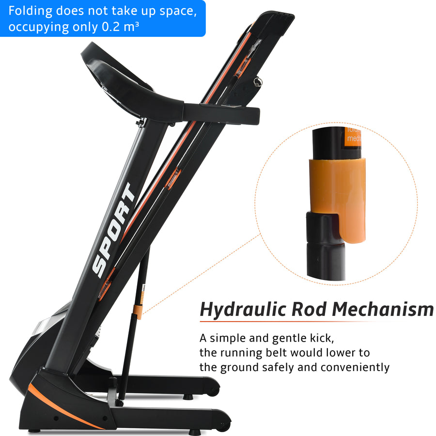 Treadmill with Incline, Folding Electric Treadmill for Home, Electric Motorized Running Machine with Display and Cup Holder, Jogging Exercise Equipment with 12 Preset Programs, LLL2340