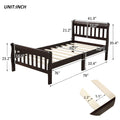 Twin Bed Frame, Modern Wood Platform Bed Frame with Headboard and Footboard, Twin Bed with Soild Wood Slat Support for Adults Teens Children, Bed Frame No Box Spring Needed, Espresso, I8839