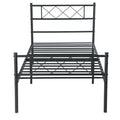 Twin Metal Bed Frame, Black Twin Platform Bed with Headboard and Footboard, Modern Metal Twin Bed Frame Bedroom Furniture with Metal Slat for Kids Adults Teens, No Box Spring Needed, L4227