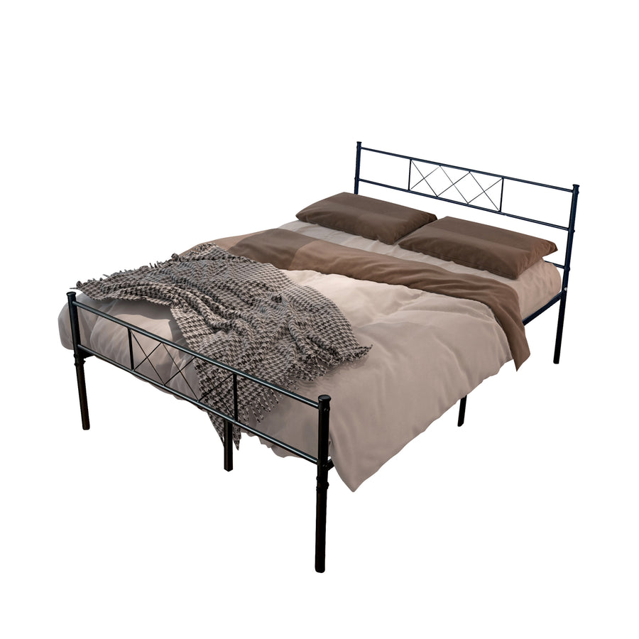 Metal Platform Bed Frame with Headboard, SEGMART Full Size Bed Frame, Metal Bed Frame with Metal Slat Support, Platform Bed Frame with Solid Construction, 77.6"L x 56"W, Max Holds 220LBS, Black, L