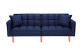 Futon Couch Bed, Fabric Futon Sofa Couch with Armrest, Modern Navy Blue Convertible Futon Sofa Bed Recliner Couch with Wood Legs, Two Pillows, Living Room Furniture Sofa for Small Spaces, L5171