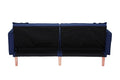 Futon Couch Bed, Fabric Futon Sofa Couch with Armrest, Modern Navy Blue Convertible Futon Sofa Bed Recliner Couch with Wood Legs, Two Pillows, Living Room Furniture Sofa for Small Spaces, L5171