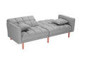 Futon Sofa Bed, SEGMART Fabric Futon Couch with Armrest, Modern Light Grey Convertible Futon Sofa Bed Recliner Couch with Wood Legs, Two Pillows, Living Room Furniture Sofa for Small Spaces, L5199