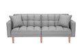 Futon Sofa Bed, SEGMART Fabric Futon Couch with Armrest, Modern Light Grey Convertible Futon Sofa Bed Recliner Couch with Wood Legs, Two Pillows, Living Room Furniture Sofa for Small Spaces, L5199