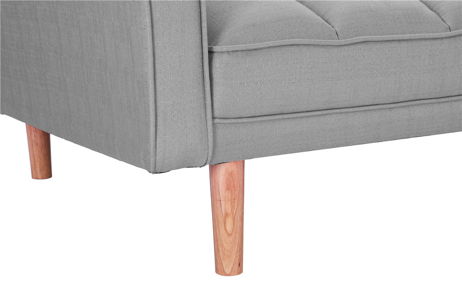 Futon Sofa Bed, SEGMART Fabric Futon Couch with Armrest, Modern Light Grey Convertible Futon Sofa Bed Recliner Couch with Wood Legs, Two Pillows, Living Room Furniture Sofa for Small Spaces, L5199