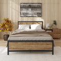 Metal Platform Bed Frame with Headboard, SEGMART Full Size Bed Frame for Adults Teens Kids, Stylish Metal Bed Frame with Slat Support, Full Bed Frame No Box Spring Needed, 76"Lx55"W, Black, L