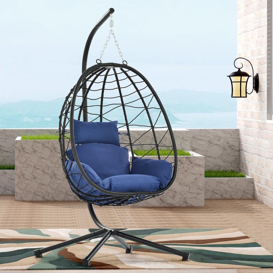 Segmart Wicker Egg Hanging Chair, L