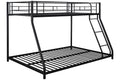 Metal Twin over Full Bunk Bed, for Kids, Solid Metal Bunk Bed Frame with Ladder, Safety Rail, Space Saver, No Box Spring Needed, Black, L