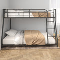 Metal Twin over Full Bunk Bed, for Kids, Solid Metal Bunk Bed Frame with Ladder, Safety Rail, Space Saver, No Box Spring Needed, Black, L