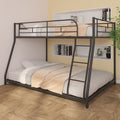Metal Twin over Full Bunk Bed, for Kids, Solid Metal Bunk Bed Frame with Ladder, Safety Rail, Space Saver, No Box Spring Needed, Black, L