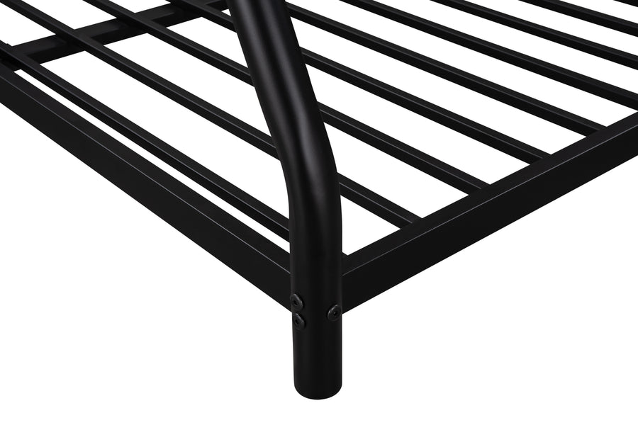 Metal Twin over Full Bunk Bed, for Kids, Solid Metal Bunk Bed Frame with Ladder, Safety Rail, Space Saver, No Box Spring Needed, Black, L
