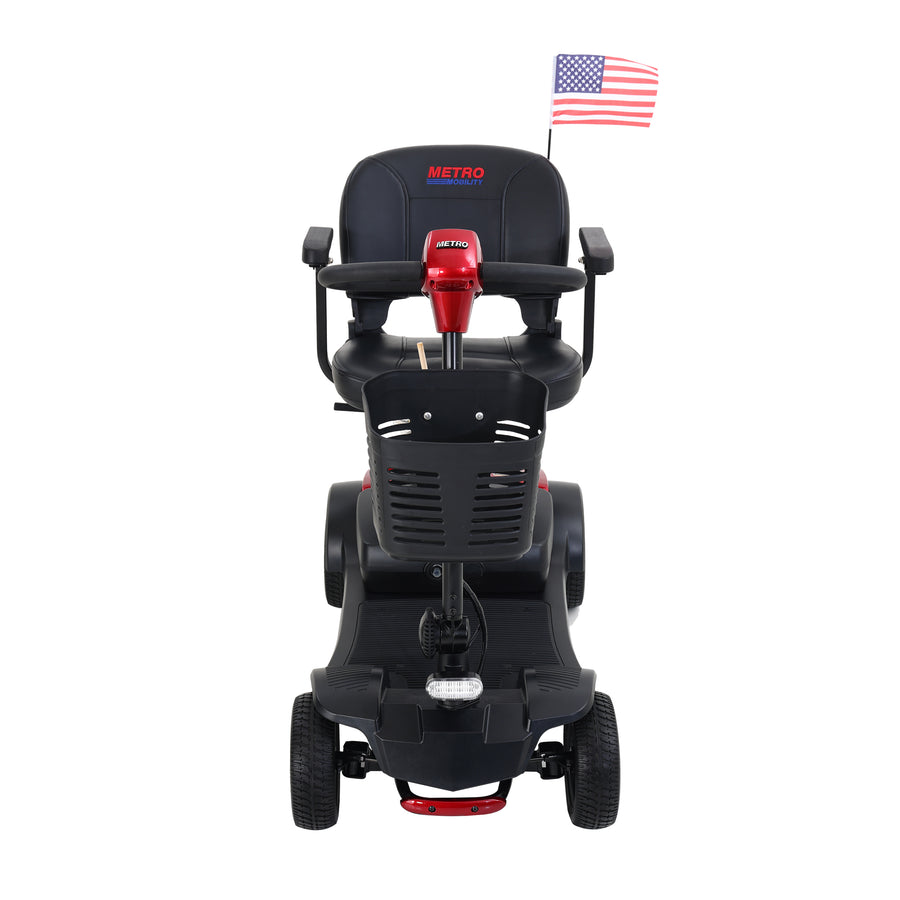 Outdoor Motorized Mobility Scooter for Senior, Heavy Duty Handicap Electric Scooters with 4 Wheel, Sliding Swivel Seat with Flip-Up Armrests, 2 in 1 Cup & Phone Holder, 300lbs, Red, SS1929