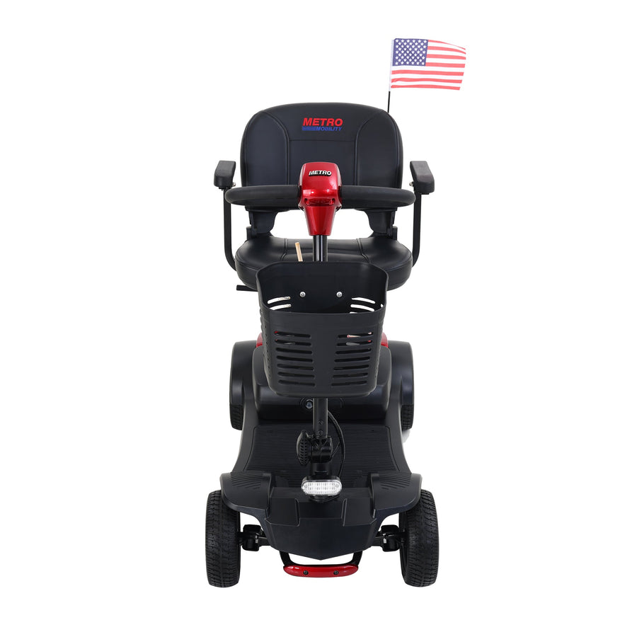 Mobility Scooters for Seniors, 2 in 1 Cup & Phone Holder Electric Scooters with 4 Wheel, Compact Motorized Scooter with Headlights, Outdoor Outdoor Compact Scooter With Anti-Tip wheels, Red, SS1920