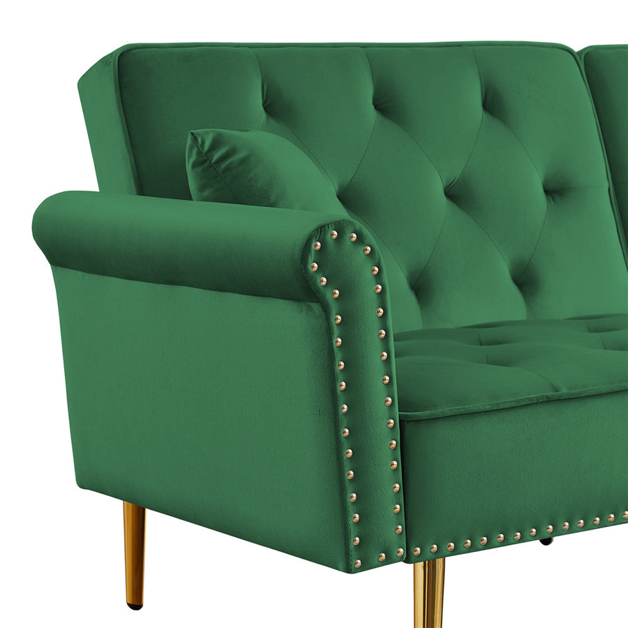 Sofa Sleeper, SEGMART L-Shaped Sectional Sofa Bed with Reversible Ottoman, 2 Pillows, Modern Fabric Bedroom Furniture Sleeper Sofa Couch with Metal Legs for Living Room, Green, L5542