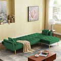 Sofa Sleeper, SEGMART L-Shaped Sectional Sofa Bed with Reversible Ottoman, 2 Pillows, Modern Fabric Bedroom Furniture Sleeper Sofa Couch with Metal Legs for Living Room, Green, L5542