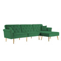 Sofa Sleeper, SEGMART L-Shaped Sectional Sofa Bed with Reversible Ottoman, 2 Pillows, Modern Fabric Bedroom Furniture Sleeper Sofa Couch with Metal Legs for Living Room, Green, L5542
