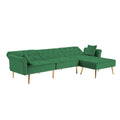Sofa Sleeper, SEGMART L-Shaped Sectional Sofa Bed with Reversible Ottoman, 2 Pillows, Modern Fabric Bedroom Furniture Sleeper Sofa Couch with Metal Legs for Living Room, Green, L5542