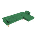 Sofa Sleeper, SEGMART L-Shaped Sectional Sofa Bed with Reversible Ottoman, 2 Pillows, Modern Fabric Bedroom Furniture Sleeper Sofa Couch with Metal Legs for Living Room, Green, L5542