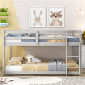 Twin over Twin Bunk Bed, SEGMART Wood Bunk Beds for Kids, Solid Bunk Bed Twin over Twin, Low Bunk Beds with Ladder/Rail, Space-Saving Bunk Beds for Small Rooms, No Box Spring Needed, Gray, H1401