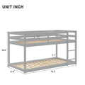 Twin over Twin Bunk Bed, SEGMART Wood Bunk Beds for Kids, Solid Bunk Bed Twin over Twin, Low Bunk Beds with Ladder/Rail, Space-Saving Bunk Beds for Small Rooms, No Box Spring Needed, Gray, H1401