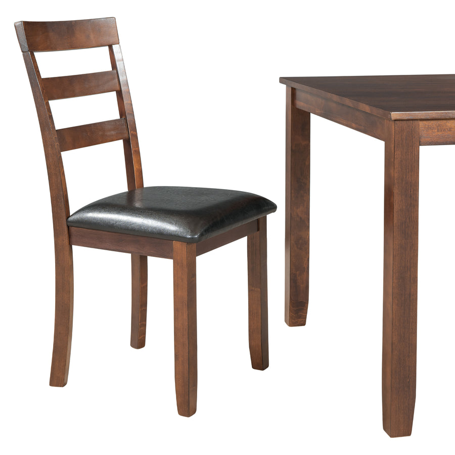 Home Kitchen Dining Set with Dinette Table, 4 Piece Chairs and Bench, Dinette Set Wood Rectangular Breakfast Table with Thick Legs & Distressed Finish, for Apartment Breakfast, Walnut, S12647