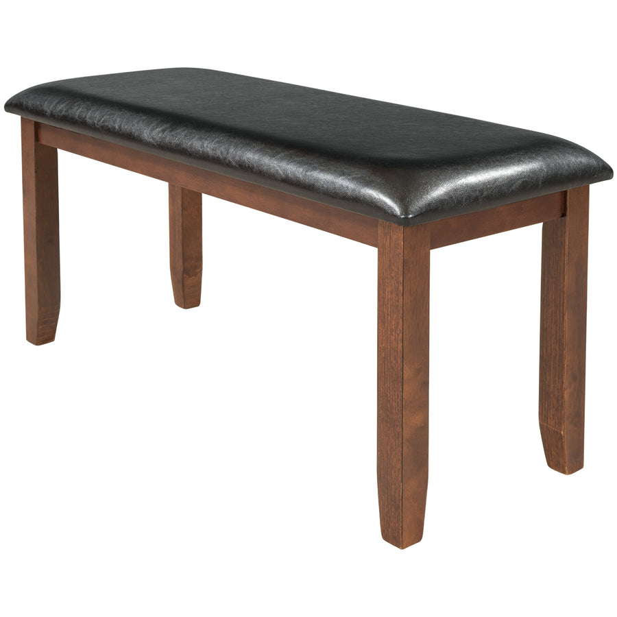 Home Kitchen Dining Set with Dinette Table, 4 Piece Chairs and Bench, Dinette Set Wood Rectangular Breakfast Table with Thick Legs & Distressed Finish, for Apartment Breakfast, Walnut, S12647