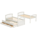 SEGMART Wood Twin Over Twin Bunk Beds with Trundle Bed, Twin Bunk Beds for Kids Adults Teens, Bunk Bed Can Be Divided Into 2 Twin Beds with Trundle, 4-Ladders, No Box Spring Need, White