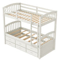 SEGMART Wood Twin Over Twin Bunk Beds with Trundle Bed, Twin Bunk Beds for Kids Adults Teens, Bunk Bed Can Be Divided Into 2 Twin Beds with Trundle, 4-Ladders, No Box Spring Need, White