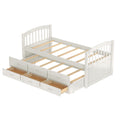 SEGMART Wood Twin Over Twin Bunk Beds with Trundle Bed, Twin Bunk Beds for Kids Adults Teens, Bunk Bed Can Be Divided Into 2 Twin Beds with Trundle, 4-Ladders, No Box Spring Need, White