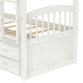 SEGMART Wood Twin Over Twin Bunk Beds with Trundle Bed, Twin Bunk Beds for Kids Adults Teens, Bunk Bed Can Be Divided Into 2 Twin Beds with Trundle, 4-Ladders, No Box Spring Need, White