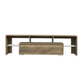 TV Cabinet with Storage, SEGMART TV Stand with LED Lights, High Gloss TV Console with Drawers, Home Media Entertainment Center for Living Room, Gray Walnut+White, LLL2576
