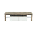 TV Cabinet with Storage, SEGMART TV Stand with LED Lights, High Gloss TV Console with Drawers, Home Media Entertainment Center for Living Room, Gray Walnut+White, LLL2576