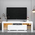 Segmart TV Stand for 70 inch TVs, Modern White LED TV Stand with 16 Colors Light, TV Media Console High Gloss Entertainment Center with 2 Drawers and Open Shelves, White, S9780