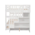 Segmart White Full Over Full Bunk Bed with Trundle, Solid Wood Full Bunk Bed with Stairs, Detachable Bunk Bed Frame for Kids, Boys, Girls, Teens, LLL1462