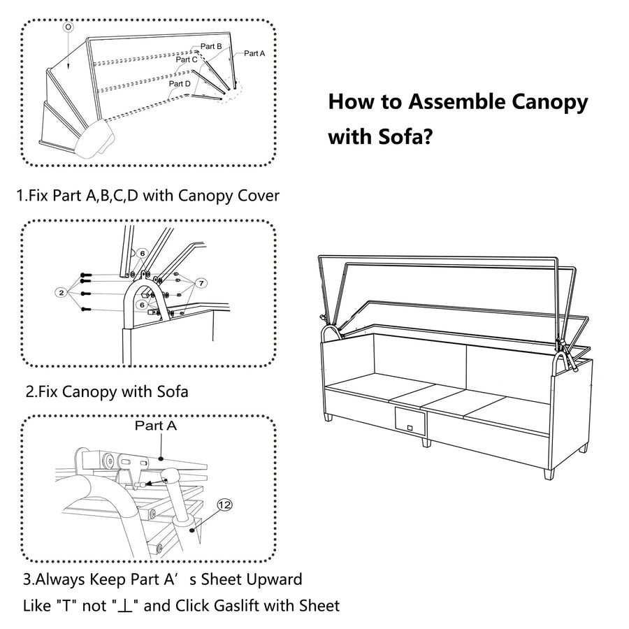 SEGMART 4-Piece Outdoor Conversation Set, Outdoor PE Rattan Patio Daybed, Sofa Set with Retractable Canopy, Cushions and Lifting Table, Patio Bed Furniture for Garden, Poolside, Deck, Backyard, K4033